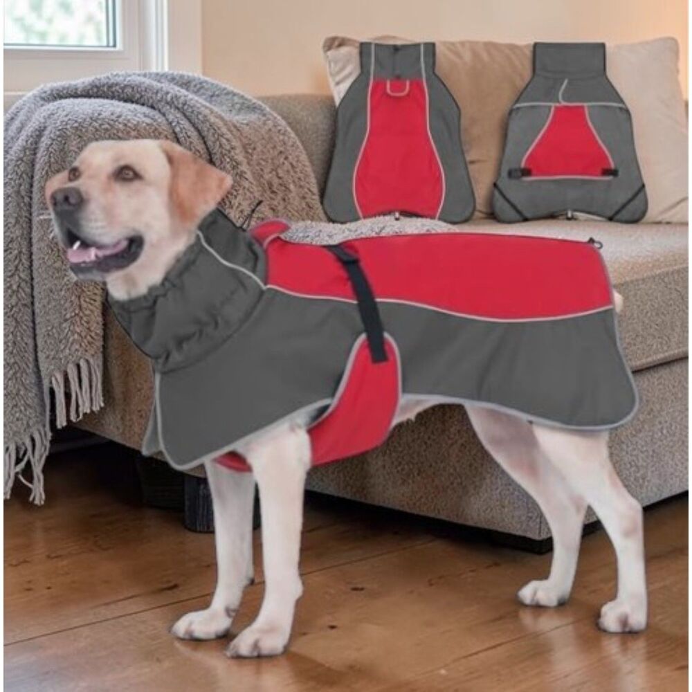 Waterproof Dog Raincoat Reflective Straps Winter Snow Coat for Large Dog Jacket